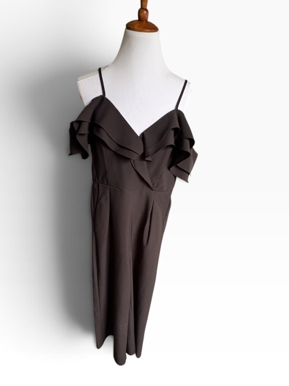 Main Strip Black Strapless Wide-Leg Jumpsuit with